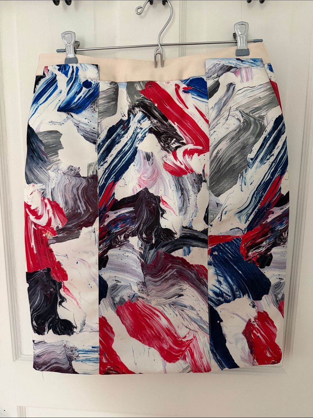 Prabal Gurung Cream Designer Garment with Subtle Navy & Red Trim